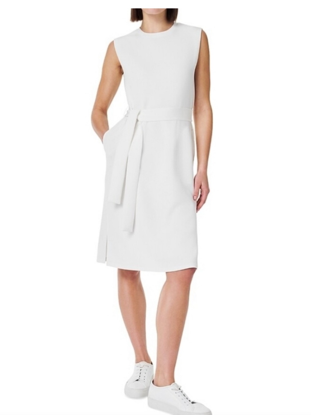 Spanx NWT Air Essentials Aire white Belted Midi dress 2X